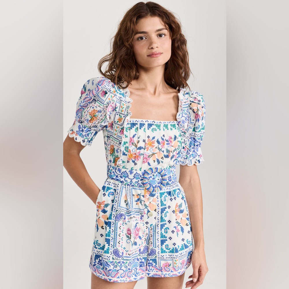 FARM Rio Romantic Bandanas Off White Romper